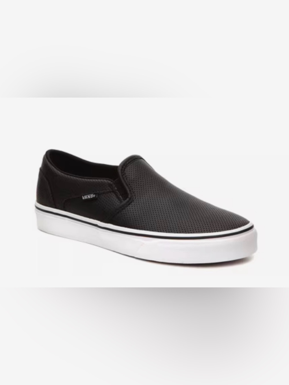 Vans Asher Black Perforated Black Leather Classic Slip-On